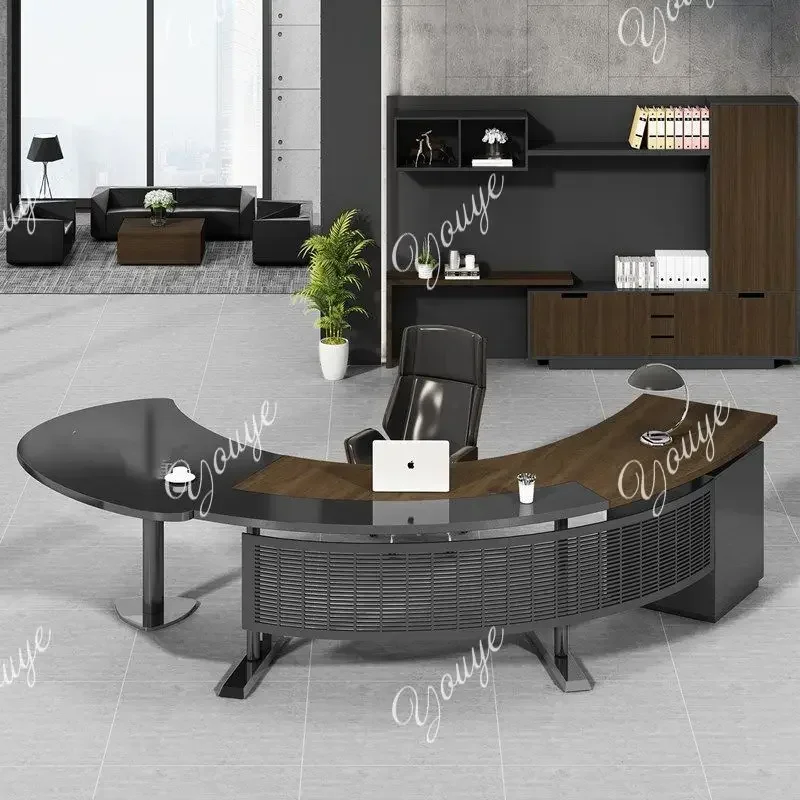 Uu Factory Promotion Special-shaped Paint Boss Office President Table Simple Modern Arc Class Desk Combination Manager Table