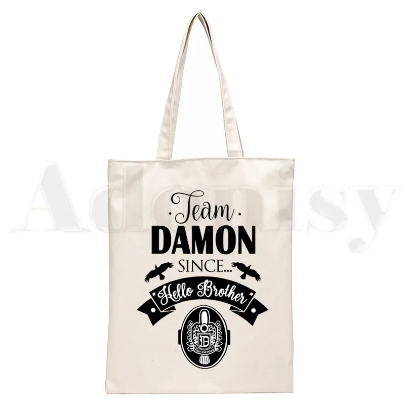 The Vampire Diaries Handbags Shoulder Bags Casual Shopping Damon Salvatore Handbag Elegant Chronicles Vampiricas Canvas Bag