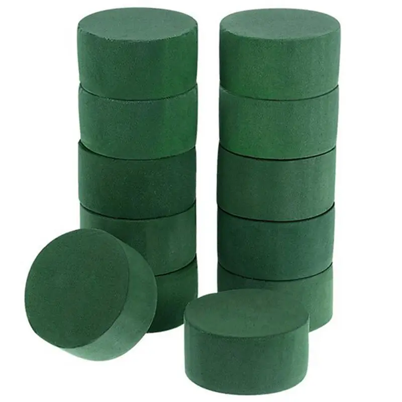 ABAE-30Pcs Wedding Aisle DIY Craft Floral Arrangement Water-Absorbing Home Garden Green Flower Foam Fresh-Keeping Round Brick