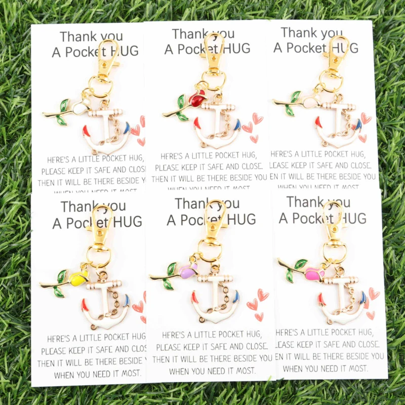 6A fun anchor and rose keychain set Suitable for bag pendants Keychain Pendant Headphone packaging decorationDIYPendant Party Gi