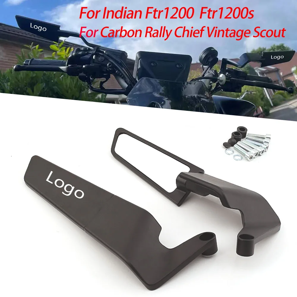 Logo For Indian Ftr 1200 S 1200S Ftr1200 Carbon Rally Chief Vintage Scout 1 Pair Motorcycle Rearview Mirrors Kit Accessories