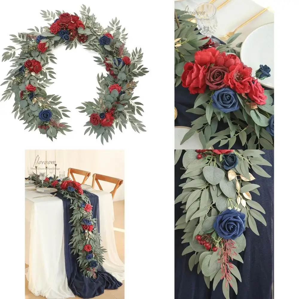 

Искусственная гирлянда из эвкалипта длиной 6 футов с цветами и зеленью для свадеб, вечеринок и праздничных мероприятий