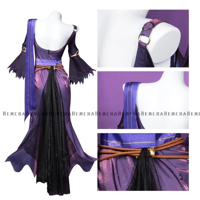 Game Identity V Priestess Cosplay Costume The Envoy Of Yog-Sothoth Cosplay Costume Purple Dress Women Halloween Suit Cosplay Wig