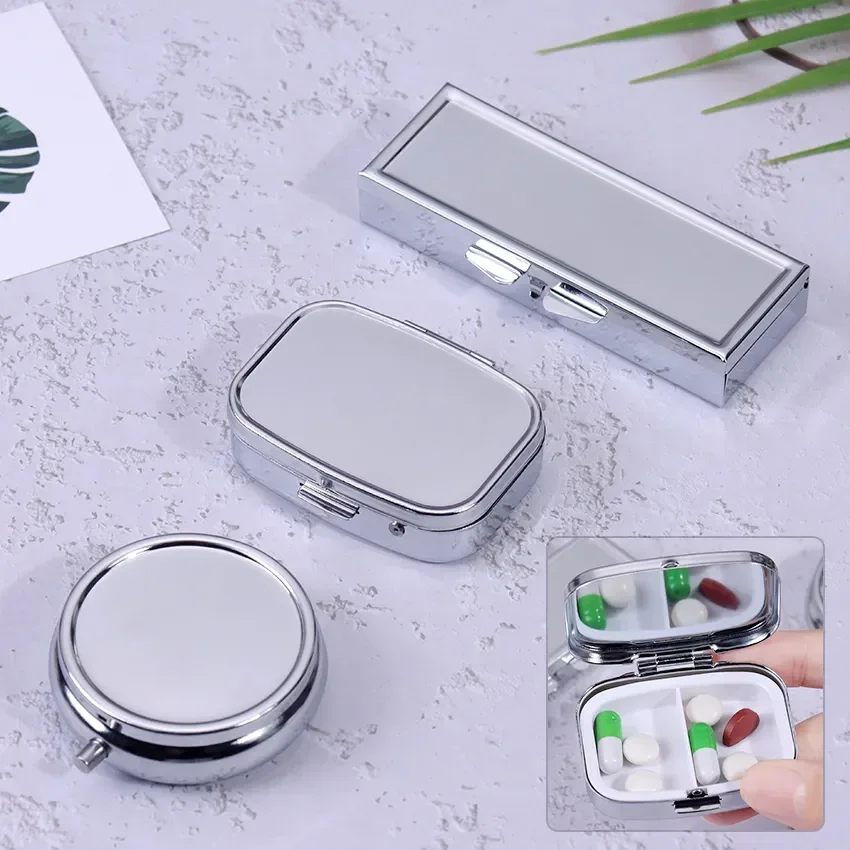 1PC Portable Travel Essential Pill Splitters Pill Case Container For Medicines Organizer Metal Pill Box