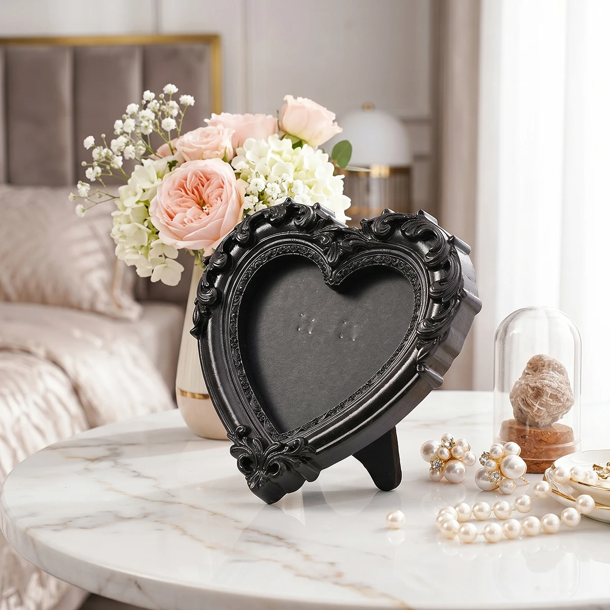 1PC, European-style Black Three-dimensional Pattern Decorative Photo Frame, Resin Material Desktop Photo Display Box