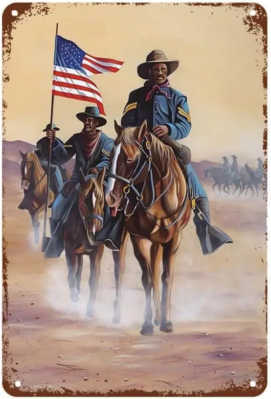 1w,The American Indian War of The African American Buffalo Soldier Retro Metal Tin Sign Wall Decor Funny Metal Tin Sign Poster f