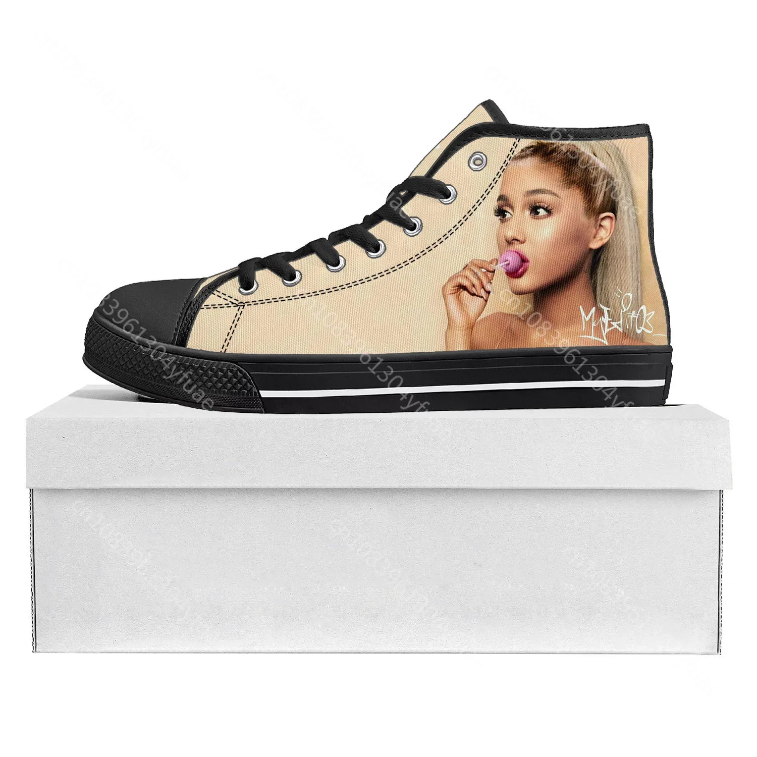 A-Ariana Singer Pop High Top Sneakers Mens Womens Teenager G-Grande High Quality Canvas Sneaker Casual Custom Made Shoes