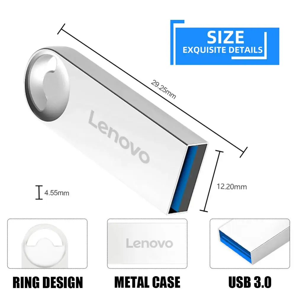 لينوفو-USB 3.0 فلاش محركات القلم محرك ، مقاوم للماء U عصا لأجهزة الكمبيوتر المكتبية وأجهزة الكمبيوتر المحمولة ، 1 تيرا بايت ، 100 برميل/الثانية الذاكرة ، 128GB ، 2 تيرا بايت