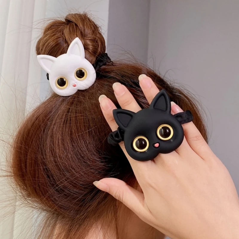 New Women Cute Cat Rubber Bands Elastic Hair Bands Korean Headwear Hair Ring Children for Girl Lovely Hair Accessories Ornaments