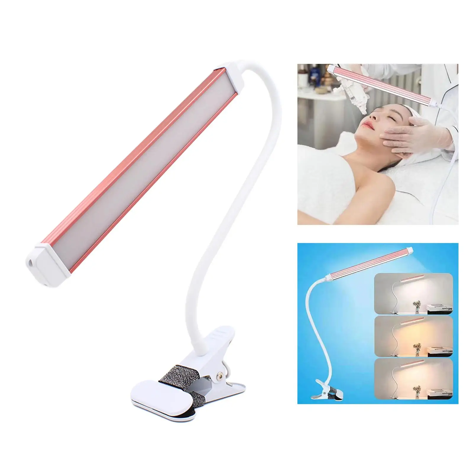 Portable LED Work Lamp with Flexible Arm and Clip for Tattoo Artist Manicure Desk Eyelash Extension Light