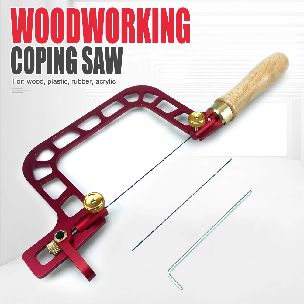 Coping Saw Aluminum Alloy Frame Fret Saw with Diamond Wire Jigsaws for Jade Stone Ceramic Glass Wood Metal Accurate Cutting