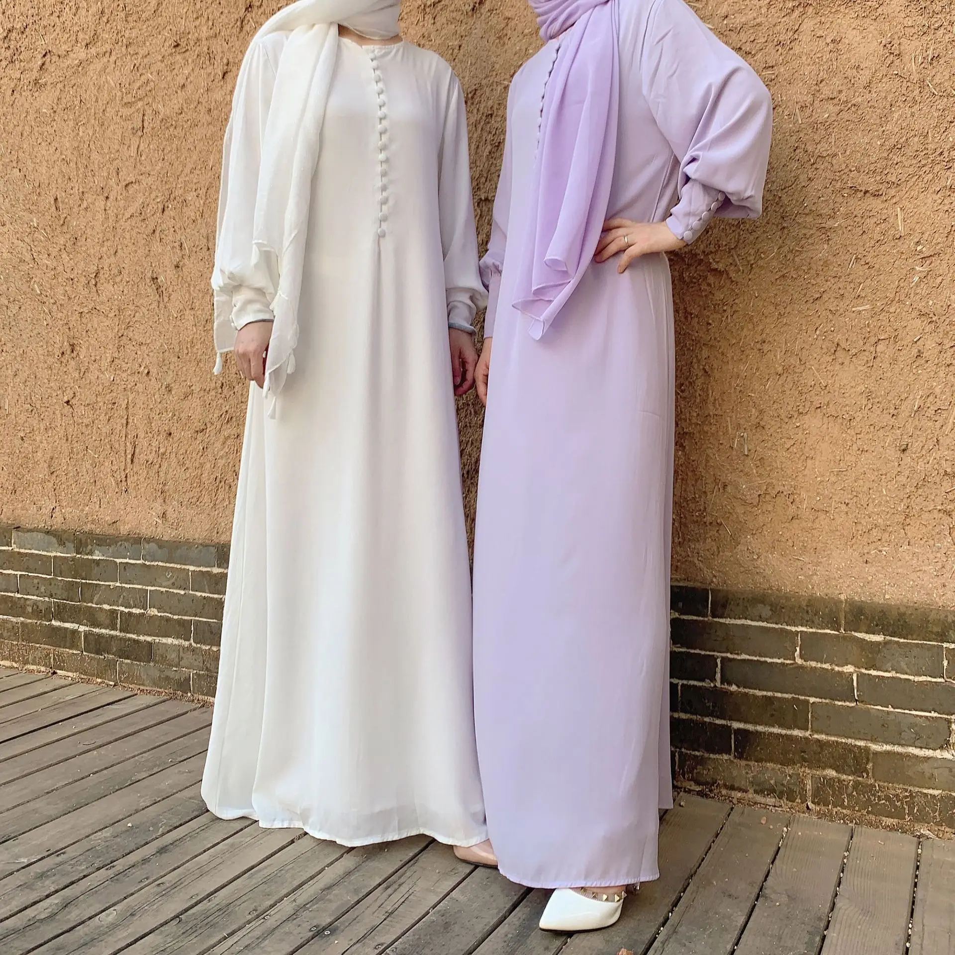 Eid Prayer Clothing Chiffon High Quality Muslim Abayas For Women Malaysia Turkey Islam African Dresses With Belt Summer Robe