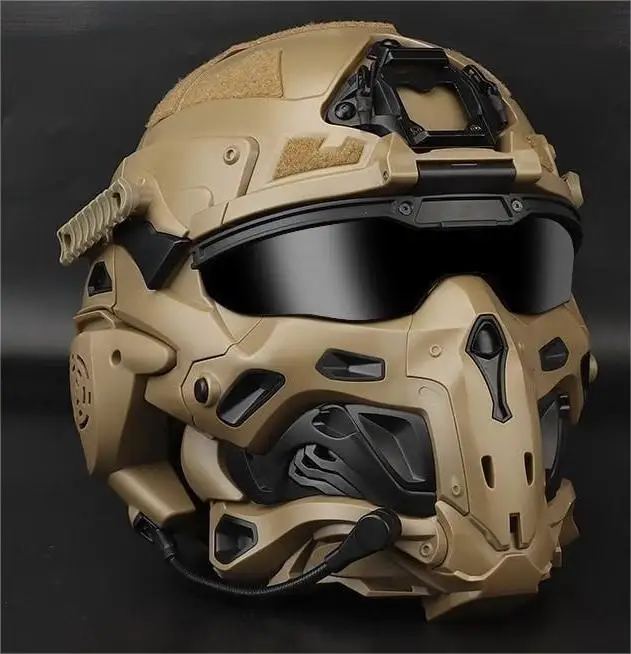 2023 Wholesale Outdoor Casco Protector Built-in Headset Multiple Color Safety Full Face Tactical Mask Helmet