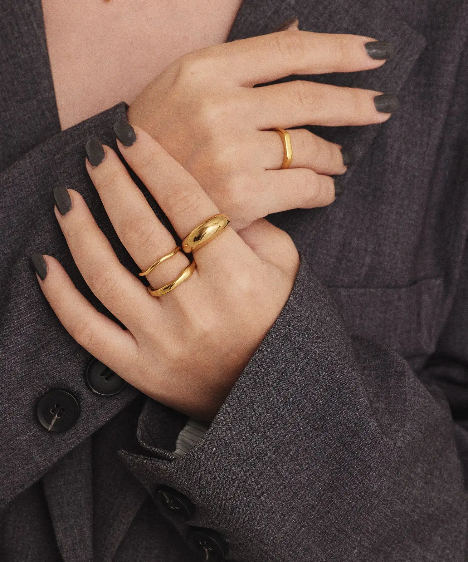 Minimalist Titanium Steel Smooth Curved Bread Ring for Women and Men Chunky Jewelry Punky Stylish Finger Wear image 4