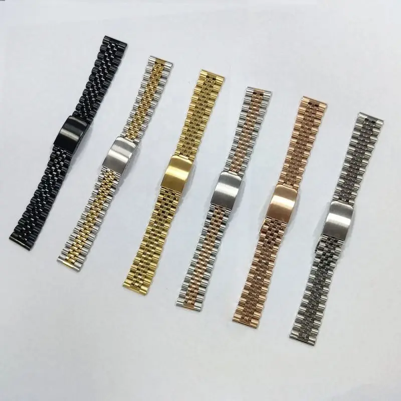 Jubilee 18mm 19mm 20mm 22mm Stainless Steel Silver Gold Black Straight End Watch Straps Bands Bracelet for RLX  Watch