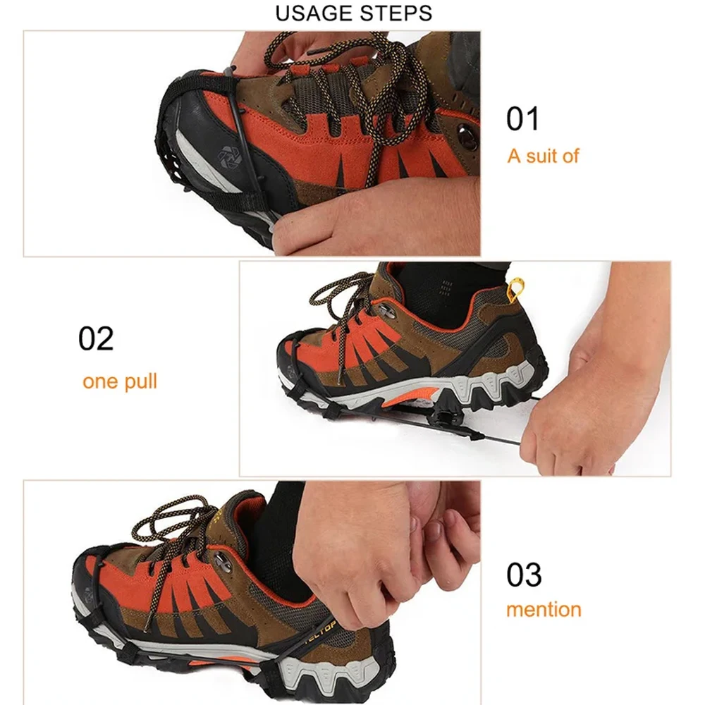 24 Steel Studs Ice Gripper for Shoes Anti-slip Ice Snow Walking Crampon for Winter Shoe Outdoor Hiking Climbing Snow Spikes Grip