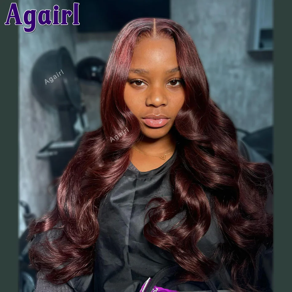 

Dark Red 99J 13x6 Body Wave Lace Frontal Human Hair Wigs 32 30Inch Dark Reddish Brown 13x4 Transpent Lace Front Wig 6X4 Lace Wig