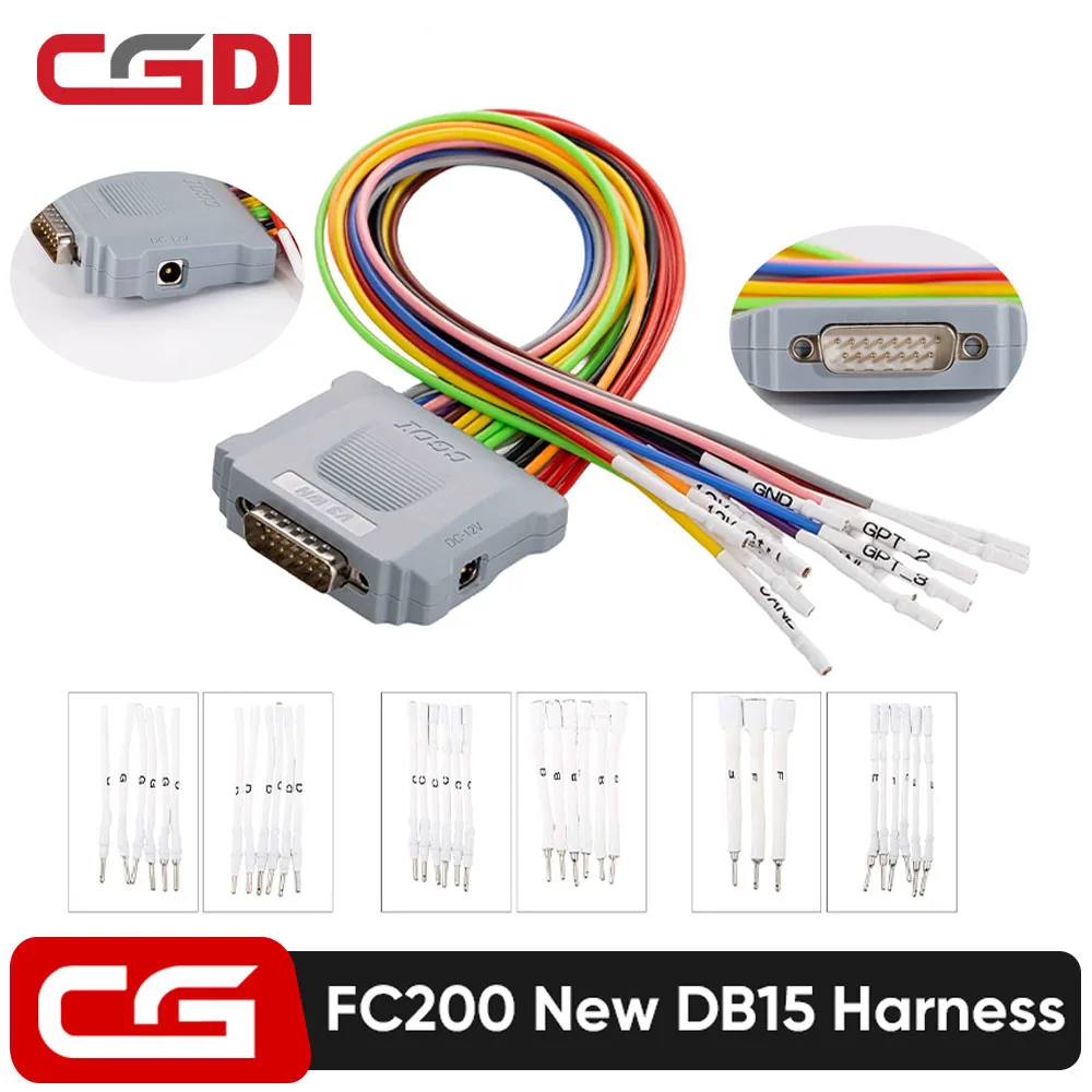 2026 CG FC200 New DB15 Harness Adapter with GTP2/GTP3 with New 12V Control and GPT-4 GPT 16 PIN Jumper Cable for ECU Read/Write