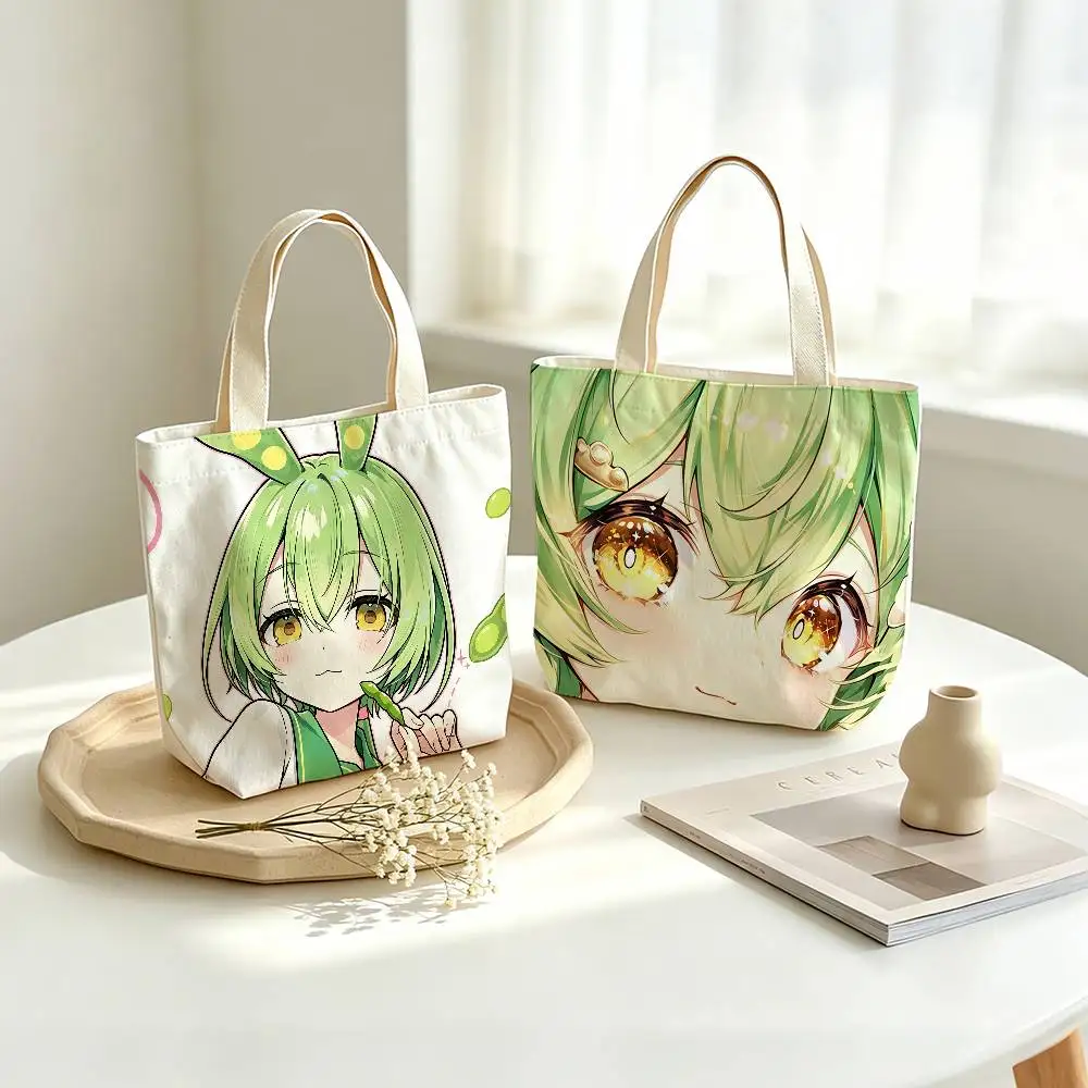 

Japanese Character Z-Zundamon Printed Canvas Tote Bag Shoulder Bag Commuter Mommy Shopping Bag