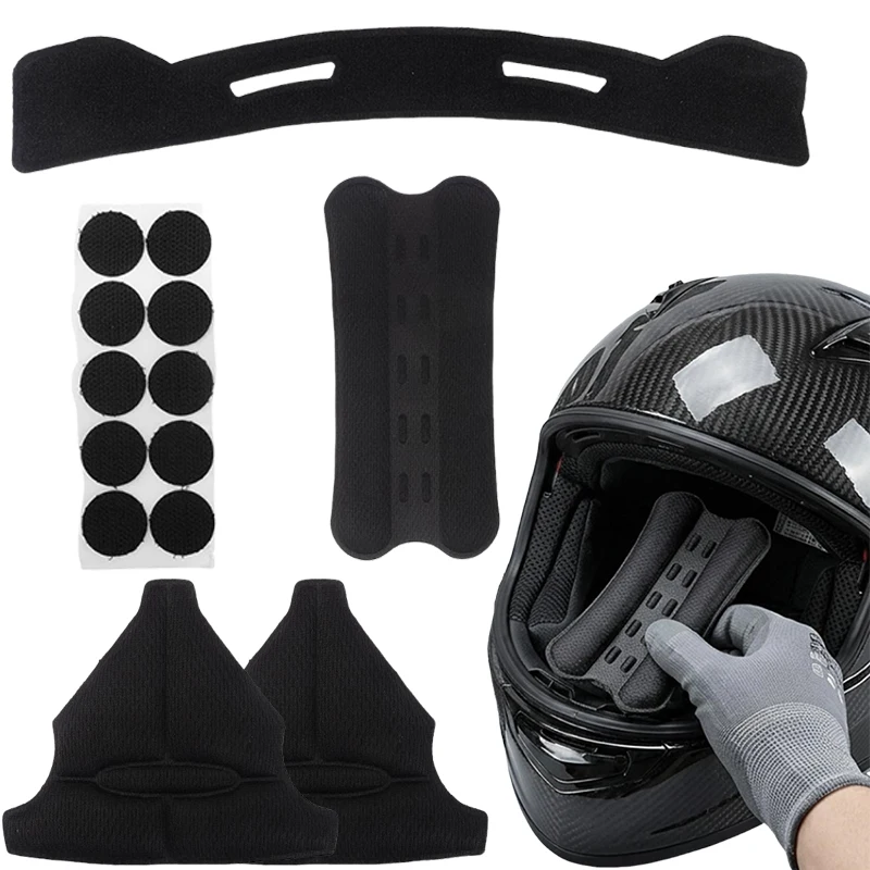 Universal Motorcycle Helmet Inner Foam Padding Insert  Quick‑Dry Breathable Mesh Adjustable Sweat‑Wicking Cushion Pad for Riding