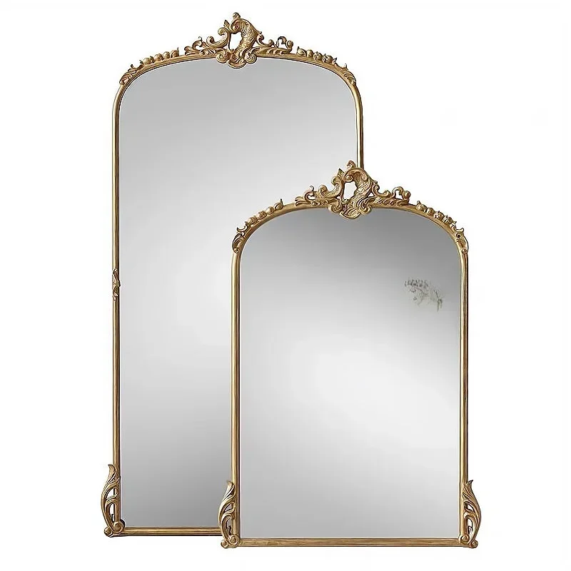 French wall mounted full body mirror, carved pattern fitting, floor mounted large mirror, American dressing mirror, wall mounted