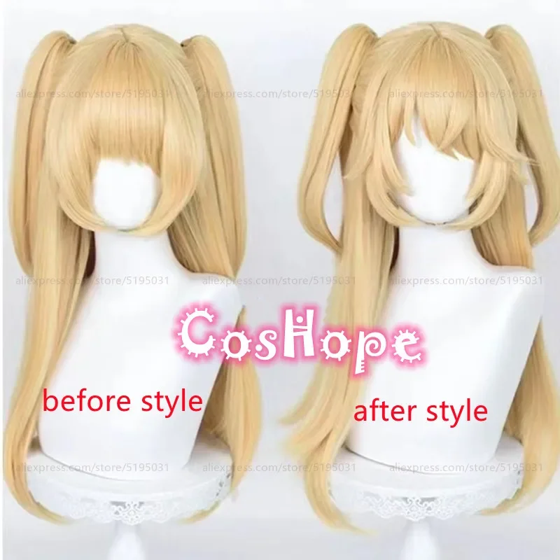 Fischl Cosplay Wig Zigzag Wig Hair 65cm Long Golden Yellow Wig Cosplay Anime Cosplay Wigs Heat Resistant Synthetic Wigs