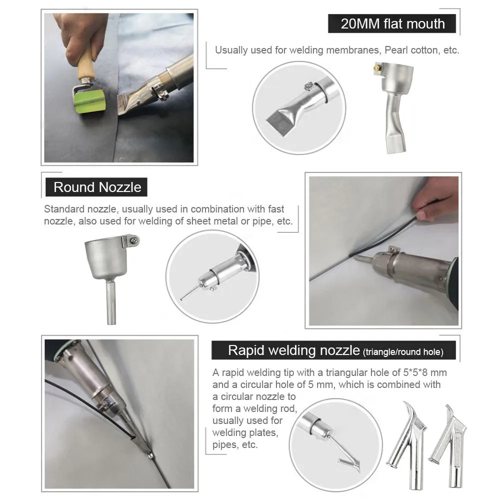 Imagem -03 - Pistola de Calor Elétrica Tocha de Soldagem Plástica Máquina de Solda a Ponto Ferramenta Manual Bocal Acessórios de Soldagem Pcs 1600w