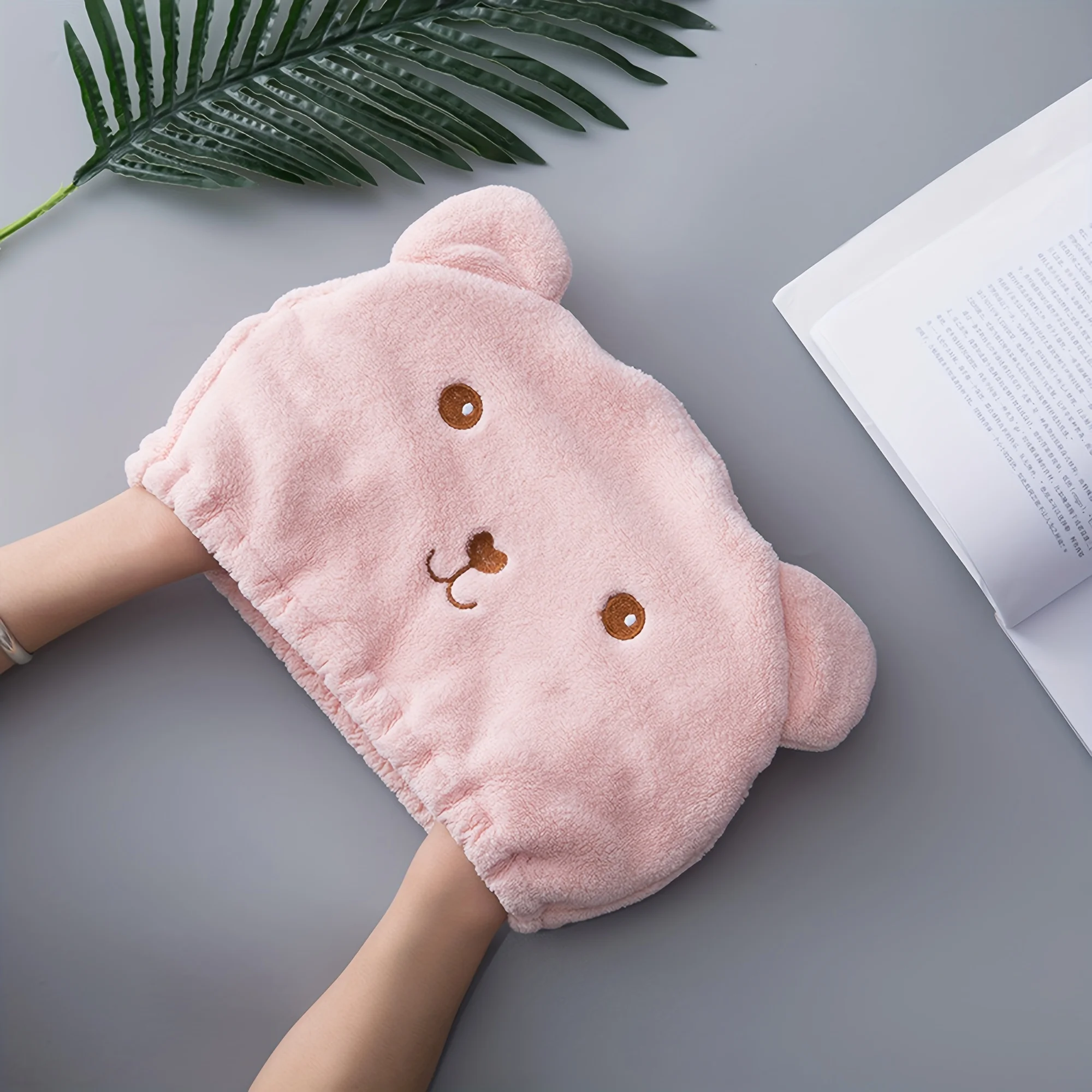 Thickened Bear Hair Drying Cap, Microfiber Material. Highly Absorbent and Quick-Dry Head Wrap Towel for Curly Long Thick Hair