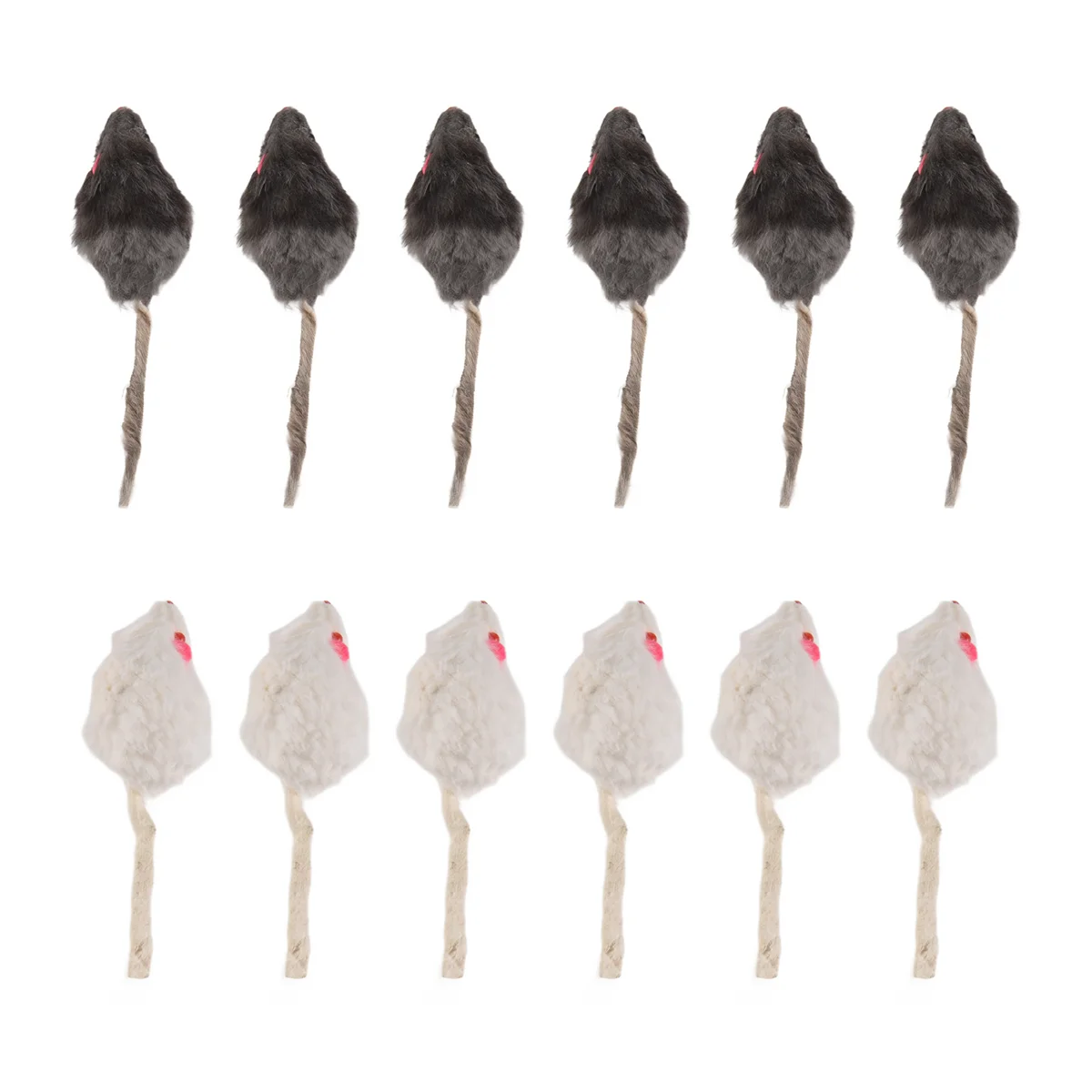 12 Stuks Valse Muis Kat Huisdier Speelgoed Kat Langharige Staart Muizen Geluid Rammelende Zachte Echte Konijnenbont Geluid piepende Kat Speelgoed