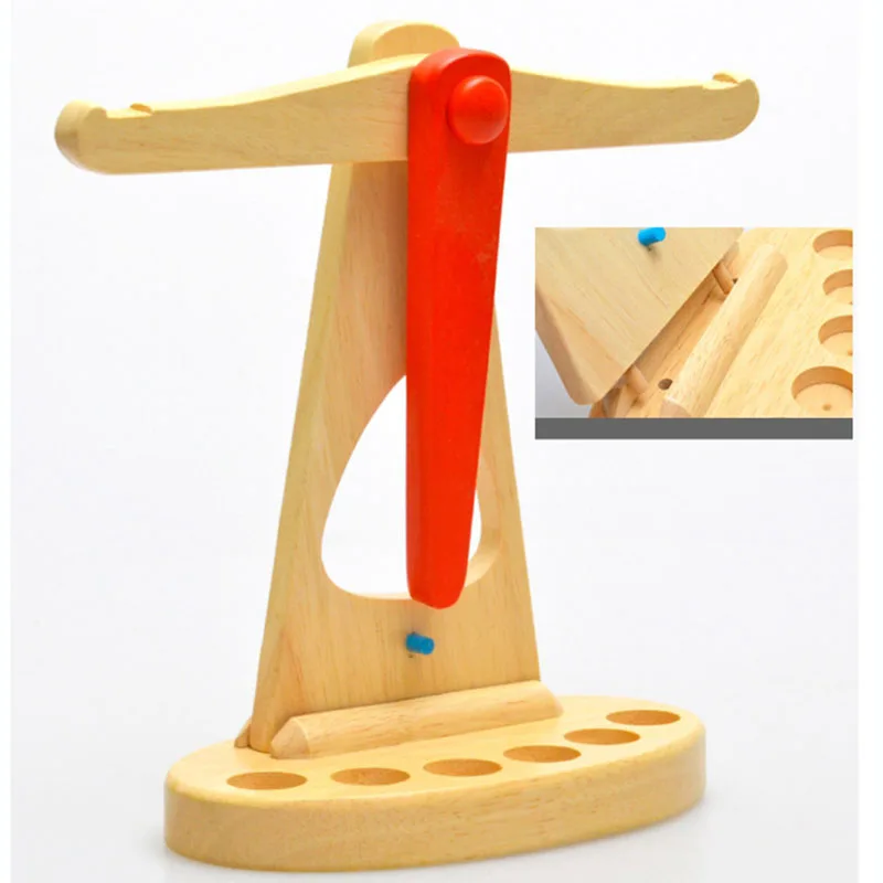 Funny Wooden Balance Scale With 6 Weights Toy Weighing Scale Sensorial Early Education Game Gifts For Kids