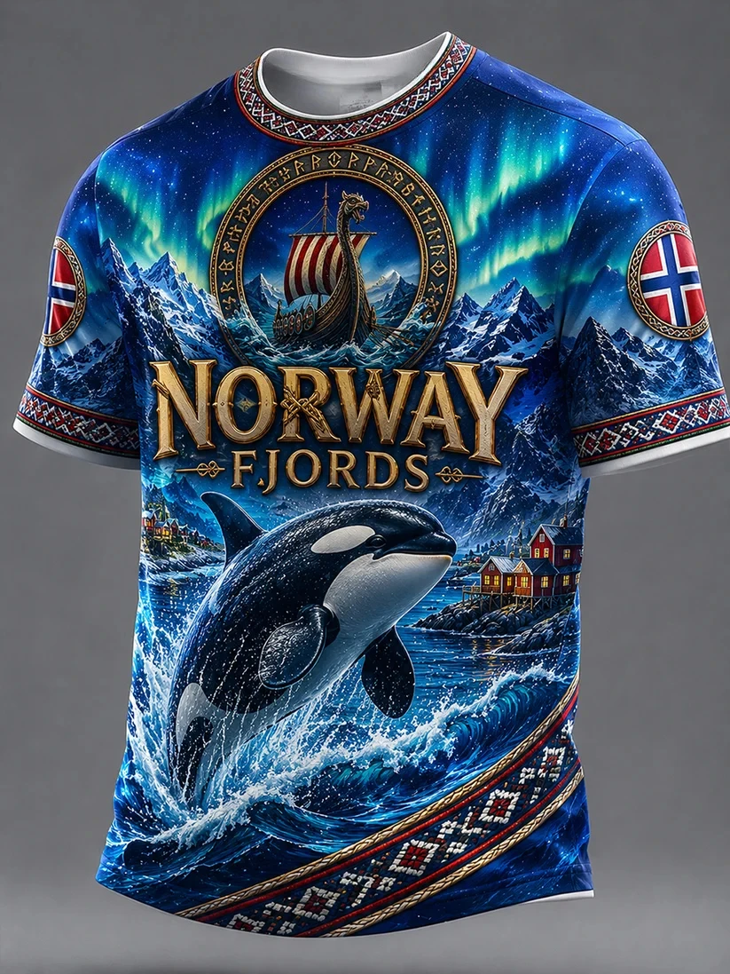 2027 Summer Best-selling Men's Vintage Viking Style 3D Printed Outdoor Sports Breathable Quick-Drying T-Shirt Family Style Shirt