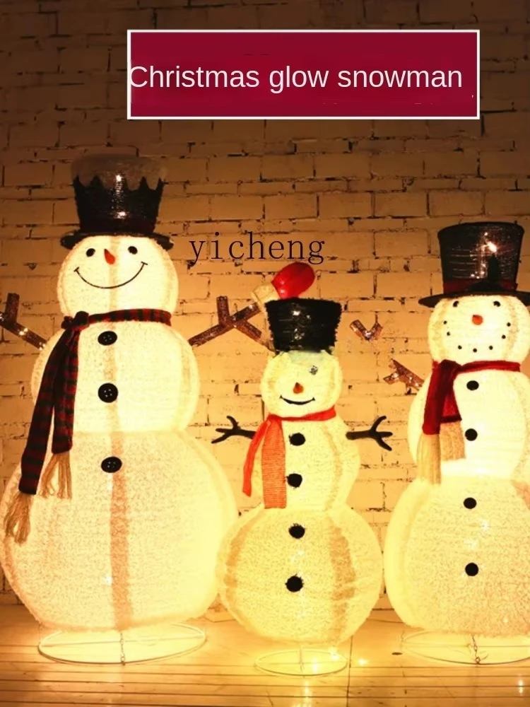 L13-Christmas Snowman Lig Luminous  Scene Layout  Doll Iron Art