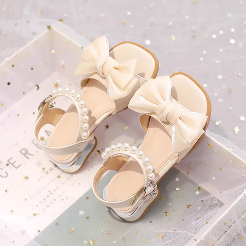 

2025 Girls Shoes for Kids Children's Sandals for Girl Summer Beach Soft Bottom Fashion Bow Tie Children's Dance Princess Shoes