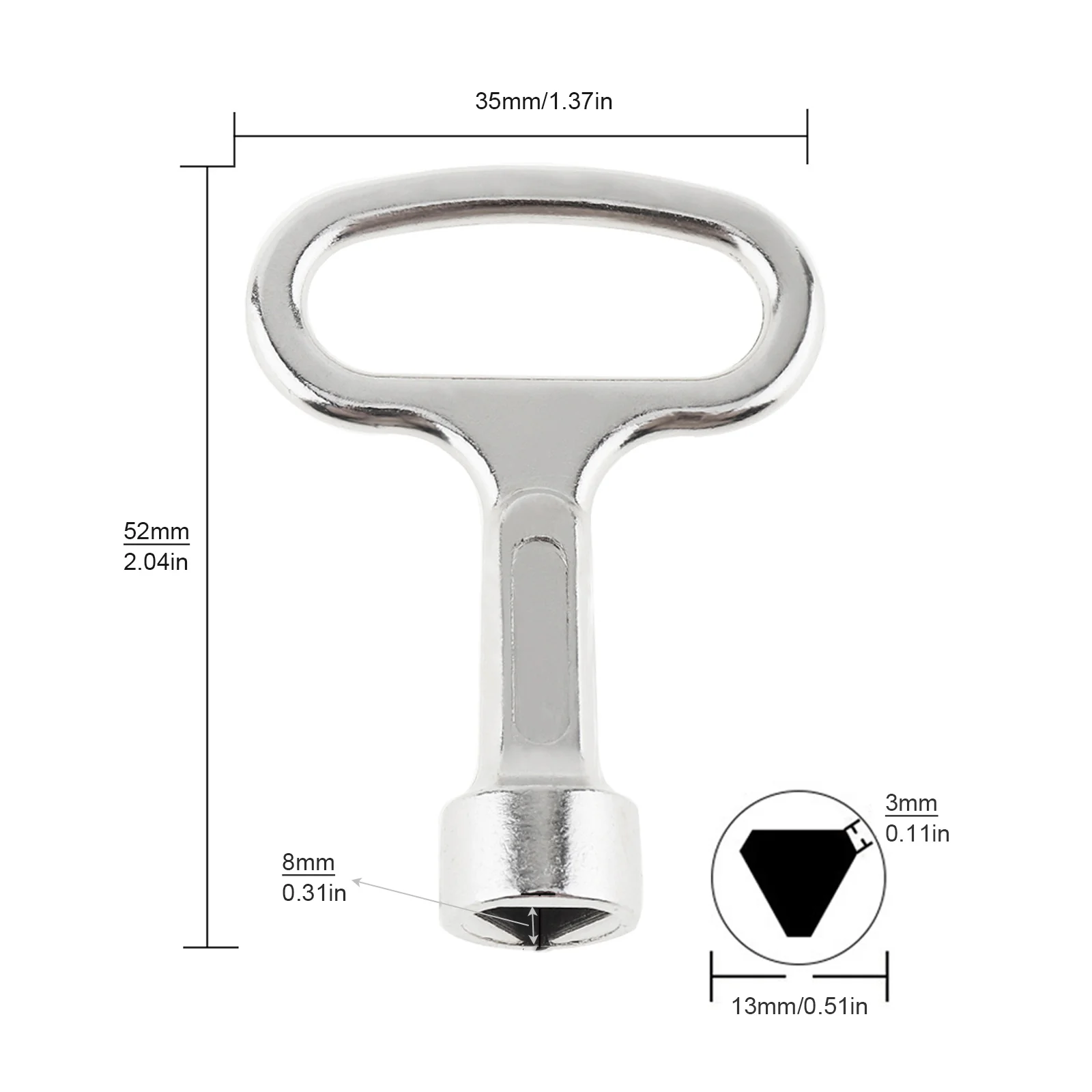 Zinc Alloy Plumber Inner Triangle Key Wrench for Electric Control Cabinet / Tap Water Valve / Elevator Door