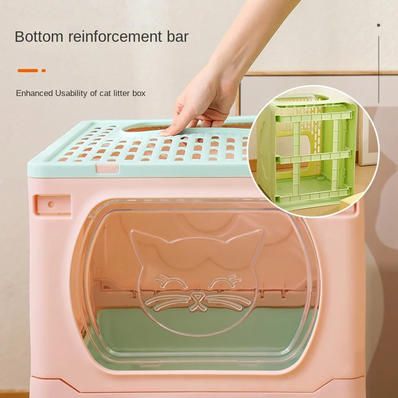 Cat Litter Box Fully Enclosed Drawer Top-in Anti-splash Anti-sand Extra-large Cat Toilet Portable Folding with Cat Litter Shovel