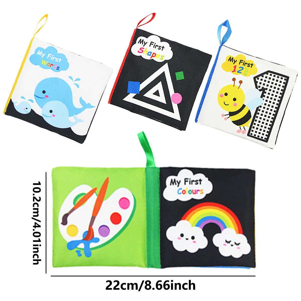 Libro in Stoffa per Neonati, Temi Insetti, Arcobaleno, Numeri, Grafica, Giocattolo Tattile, Giocattolo Educativo Precoce