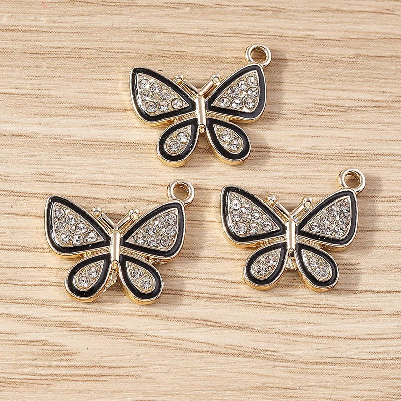 Tusember 10 Stück Vollbesetzte Strass-Ohrringe, Halsketten, Schlüsselanhänger, Anhänger, Schmetterlings-Charms, DIY Handgemachter Schmuck – Detail 5