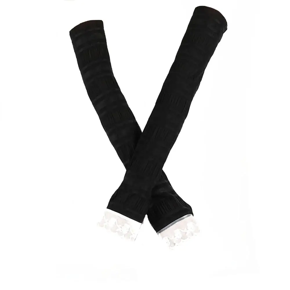 

2 Pairs Sunblock Arm Sleeves Fashion Lace UV Sun Protection Long Sleeve Fingerless Glove for Women's Ladies Driving Outdoor