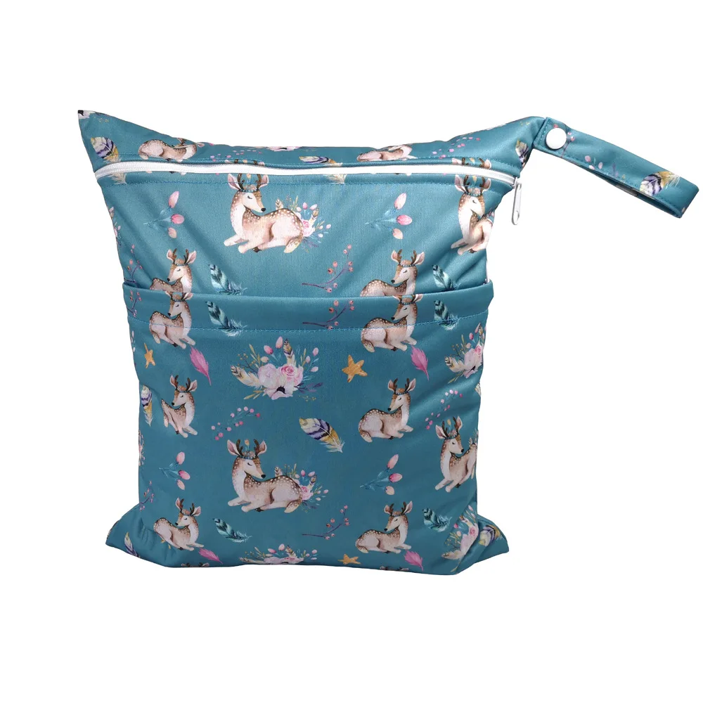 30X36cm New Cartoon Printed Double Zippered Baby Diaper Bag Washable Diaper Bag Storage Bag