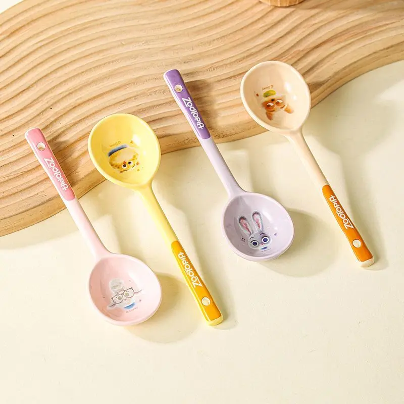 

Zootopia Cute Judy Hopps Nick Wilde Ceramic Spoon Food Grade Rice Soup Spoon - Disney Cartoon Tableware for Home Use Spoon