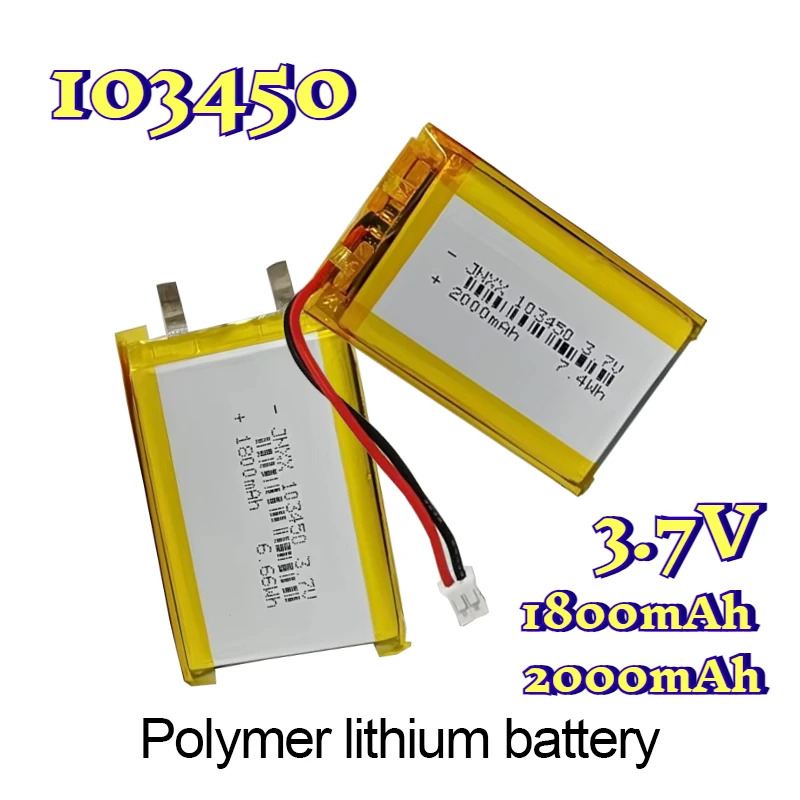 

3.7V 103450 Polymer Lithium Battery 2000 MAh Rechargeable 103450 Polymer Battery for MP5 Toys Cameras GPS Bluetooth Speakers