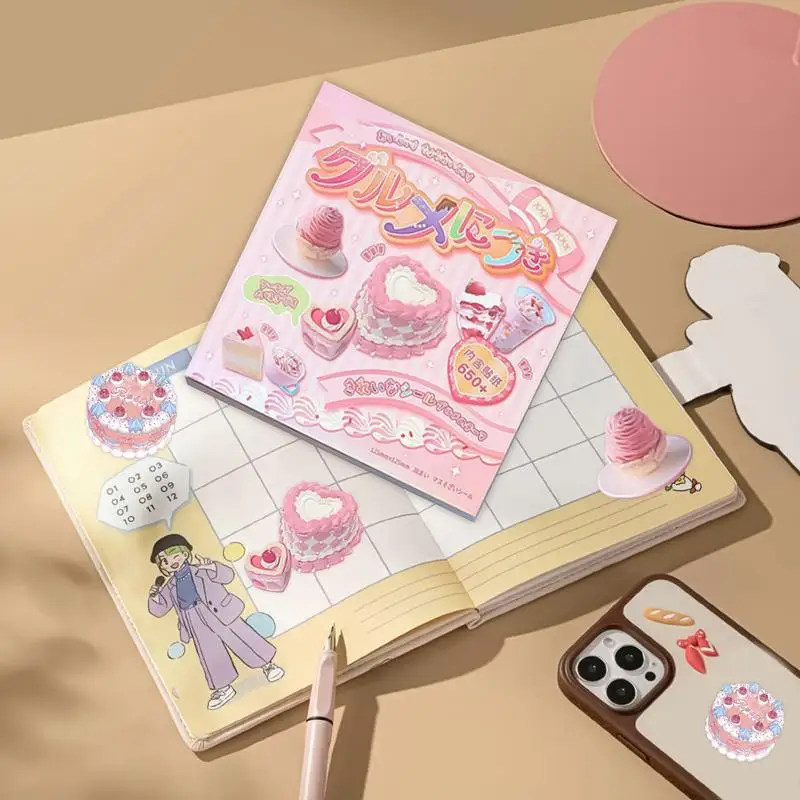 30 sheets Ins Retro Cute Dessert Cake Decorative Stickers Book Scrapbooking Phone Case DIY Journal Collage Material Stickers