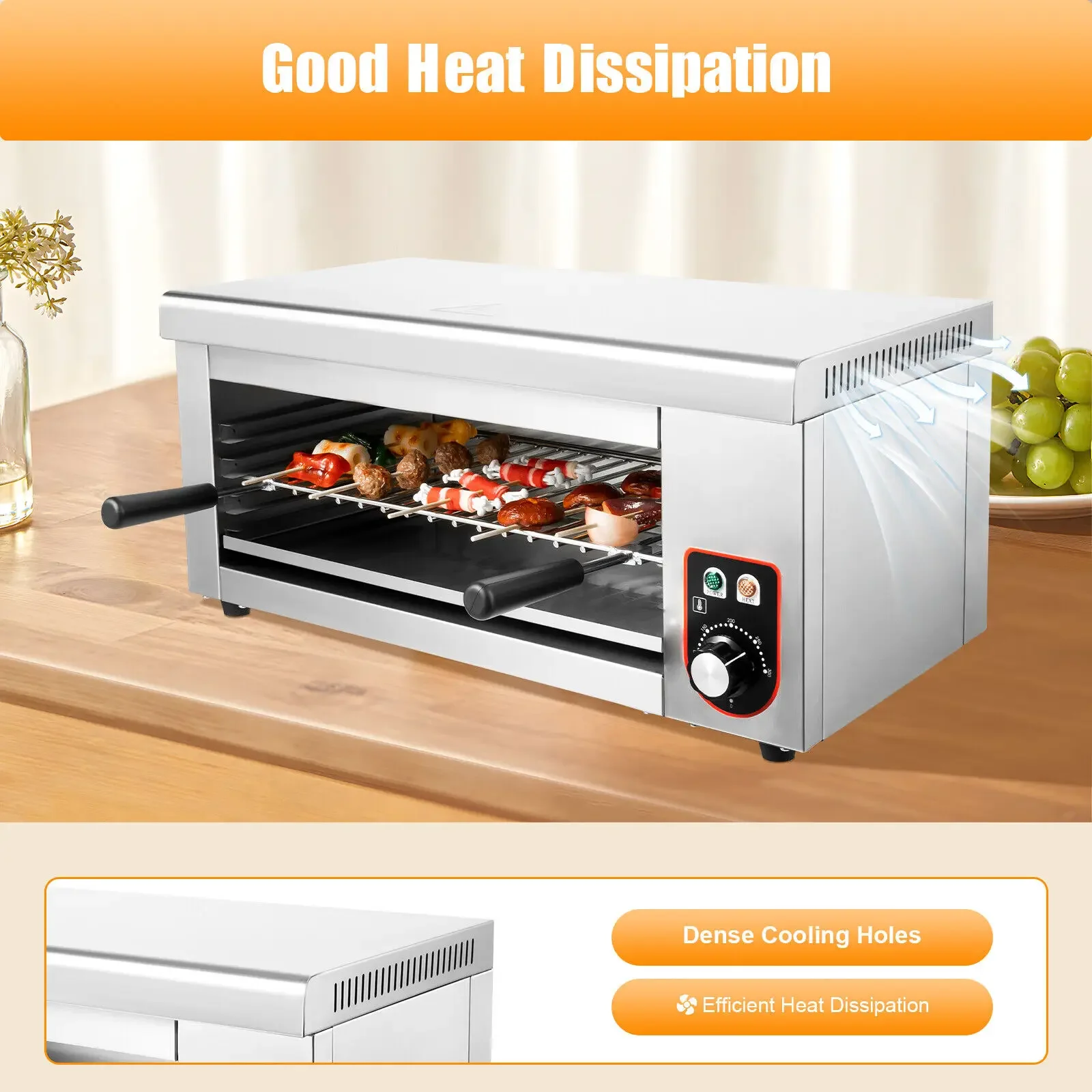 1500W Cheese Melter Salamander Broiler – Restaurant BBQ Grill Countertop Kitchen Appliance