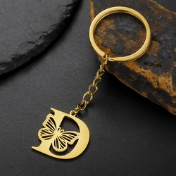My Shape Butterfly Initials Pendant Keychain Alphabet A-Z Letters Keyrings for Kids for Backpack Fashion Jewelry Gifts Wholesale