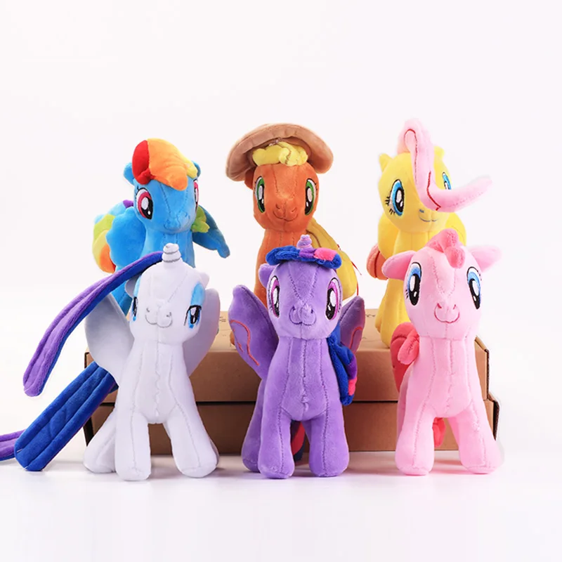 6pcs My Little Pony Twilight Sparkle Pinkie Pie Rainbow Dash Pony Toy Stuffed Plush Doll Friendship Is Magic Gift For Girl