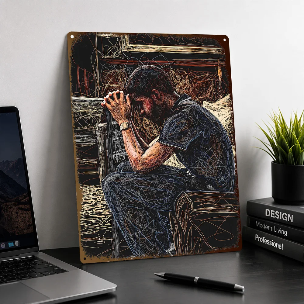 Franklin Saint Seated Portrait Textured Metal Poster Scribble Wall Art For Home Theater Customized Aluminum Sign Birthday Gift