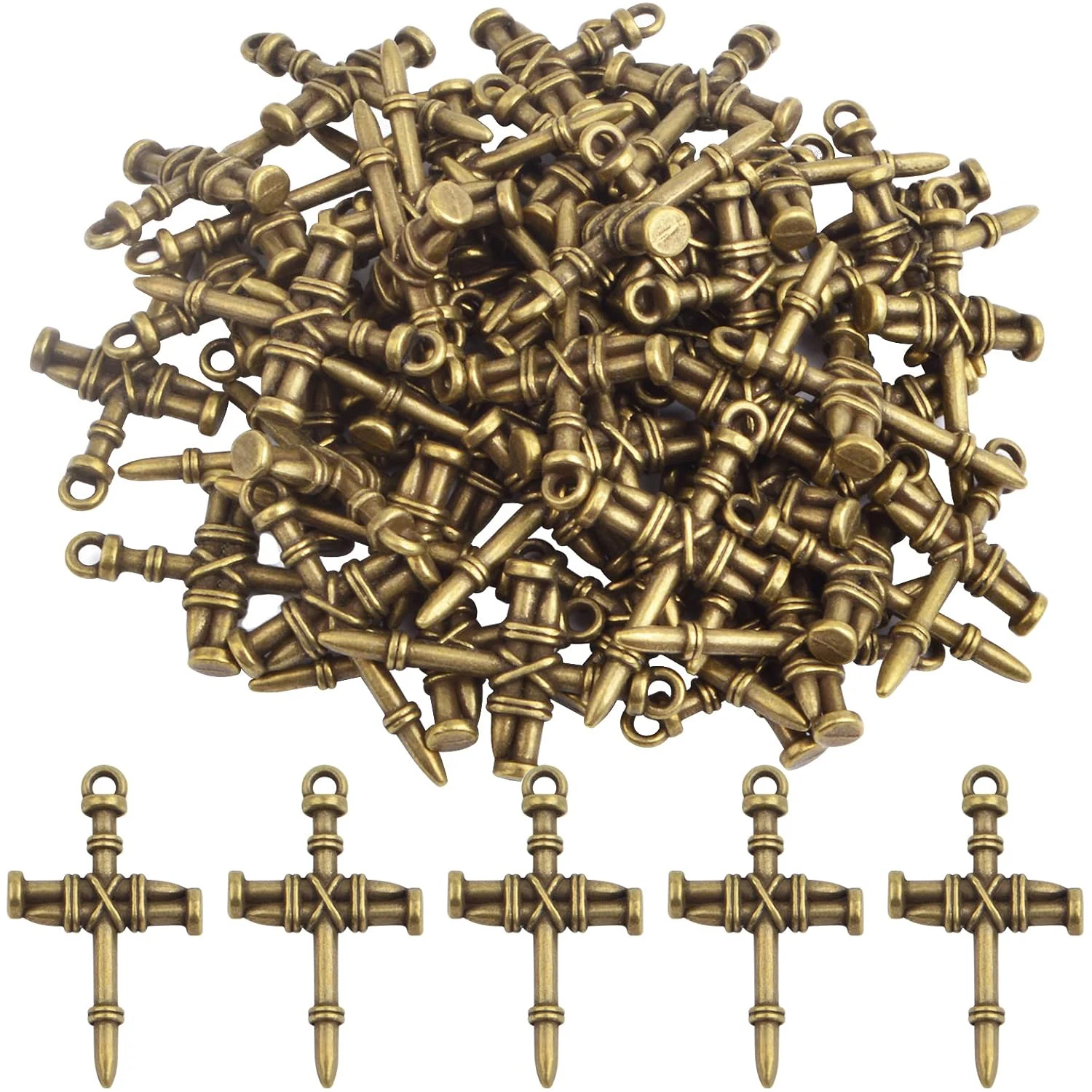 

50 шт. подвесок-крестов из сплава, религиозные христианские кулоны с распятием Иисуса для изготовления ожерелий, браслетов и украшений своими руками