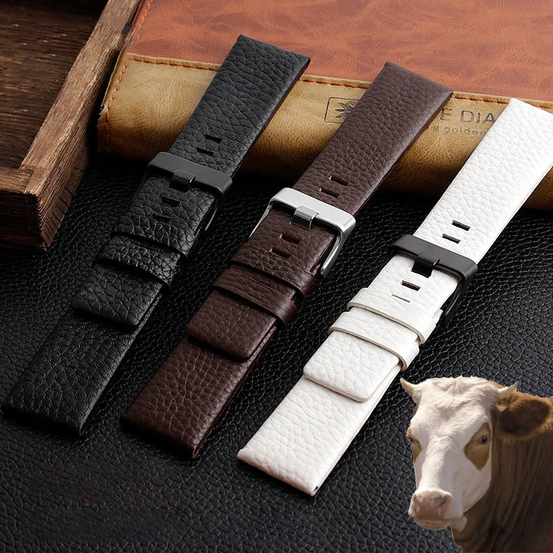 22 24 26 28 30mm Genuine Leather Watchband Watch Belt For Diesel Strap DZ1657 DZ1405 DZ1206 DZ4323 DZ7313 7257 Male Black Brown