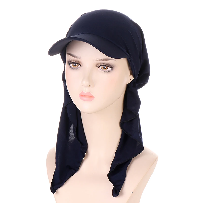 Muslim Women Turban Hat Baseball Cap Printed Pre-tied Headscarf Summer Sun Hat Female Turban Cancer Chemo Hat Stretch Bandan