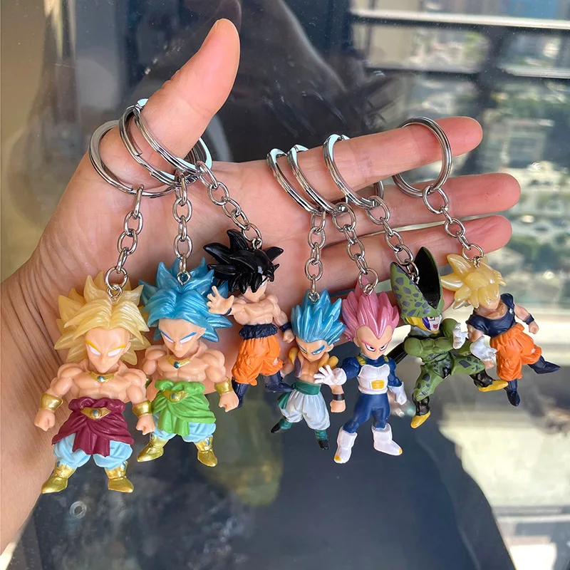 21Pcs/Set Anime Dragon Ball Creative Cartoon Figure Keychain Son Goku Vegeta Doll Action PVC Model Pendant Decor Kids Toy Gifts